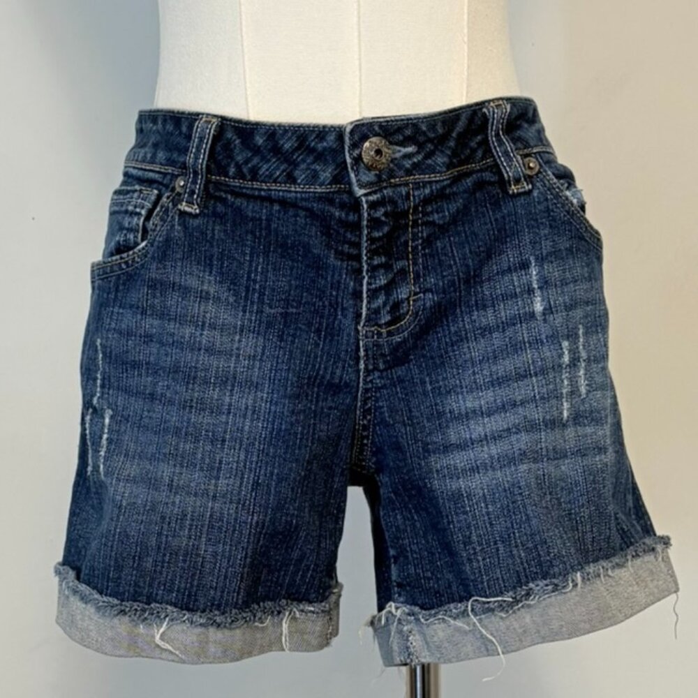 T Five Denim Juniors Sz 13 Blue Low-rise Cutoff Distressed Shorties
